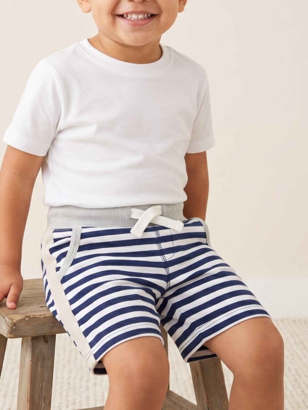 NWT | OshKosh B'gosh Navy Blue and White Striped Knit Pull-On Shorts | 2T